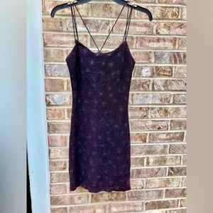 Vintage 90s Goth Black Sparkly Bodycon Mini Formal Party Dress